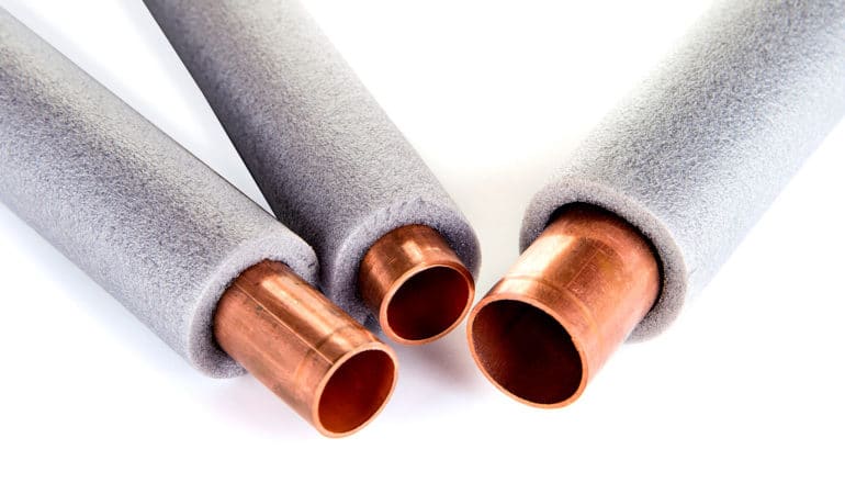 insulation sheathes copper pipes