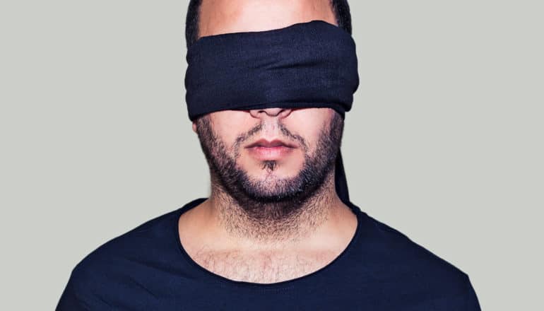 blindfolded person
