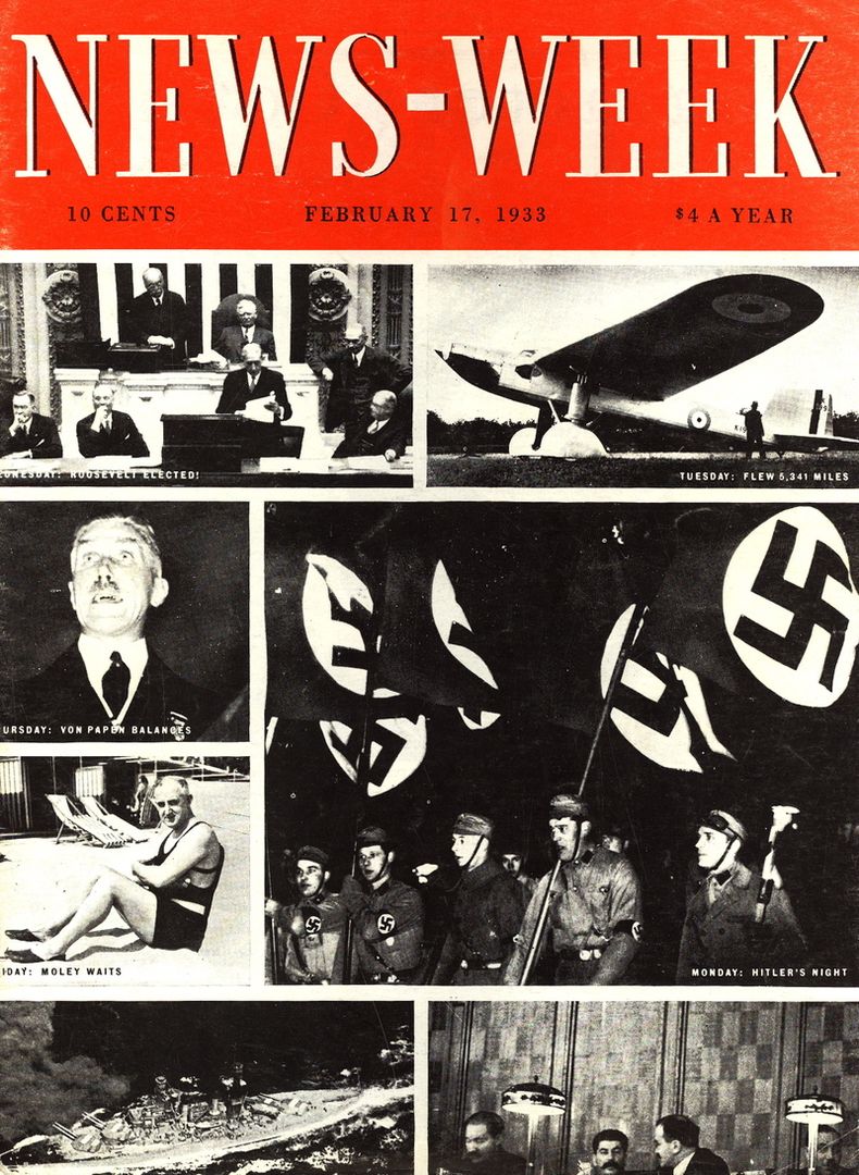 Adolf Hitler, Franklin Roosevelt, Joseph Stalin, Franz von Papen on cover of News-Week magazine