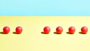 one missing from row of identical balls