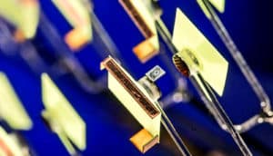 Many gold panels point at each other