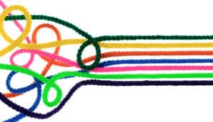 colorful strings go for loose and curly to tight and neat