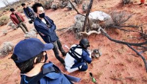 scientists collect capsule in outback