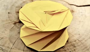 yellow origami canister that collapses