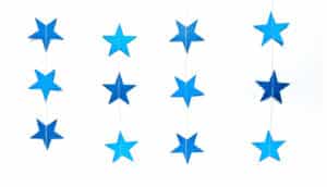 blue paper stars on white