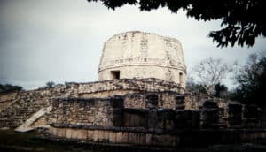 gloomy image of round stone building