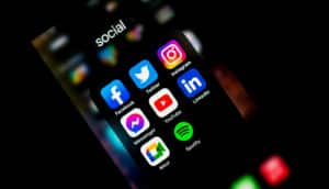 social icons on phone screen