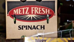 box says "Metz fresh spinach"