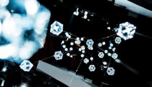 suspended crystals hang from above