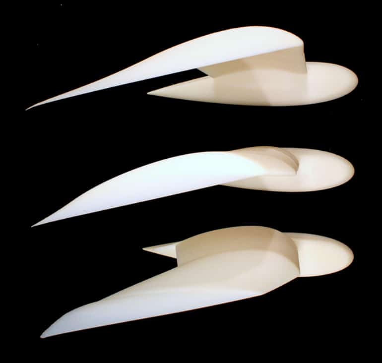 3 smooth models of flying gulls with slightly different wing shapes