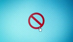 cursor over barred circle icon on screen