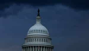 dome of supreme court in ominously dark sky