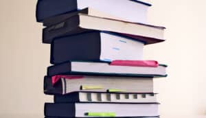 stack of textbooks
