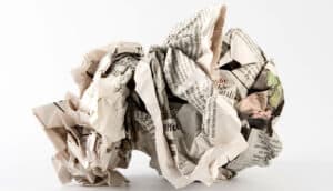 ball of crumpled newspaper