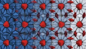 illustration: red shapes sit in blue 'nest' shapes