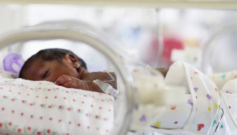 premature baby in incubator