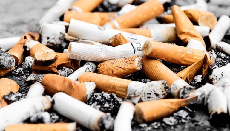 pile of cigarette butts