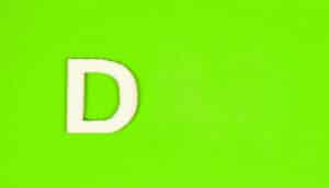 letter D on neon green background