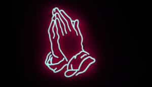 neon praying hands
