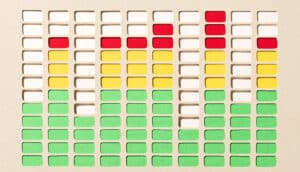 An image showing green bars of a music equalizer to indicate sound.