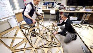 Researchers unfold a wooden structure inspired by origami.